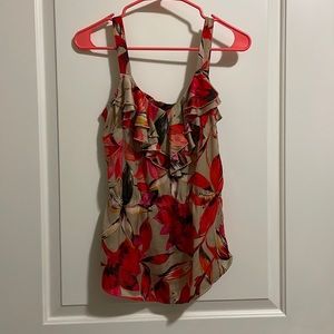 Ann Taylor Satin Ruffle Tank